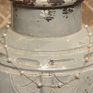 10K Yellow Gold and White Freshwater Pearl Necklace by JCM 18 Inches